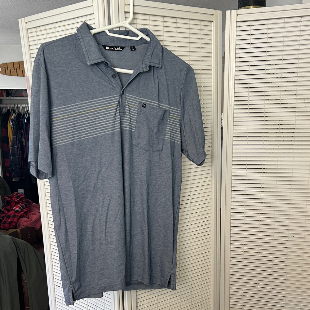Travis Mathew Heathered Blue Polo Shirt